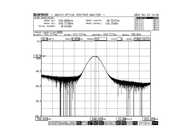 Modul Sumber Cahaya Broadband SLED Bandwidth 840nm 5mW 10nm